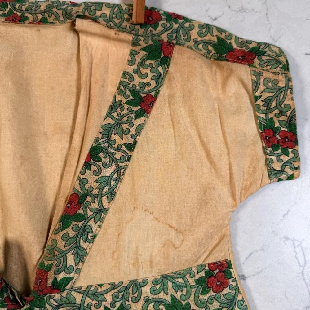 VTG Clothes Line Clothes Pin Holder Bag Hand Made 1960's Floral Dress Laundry